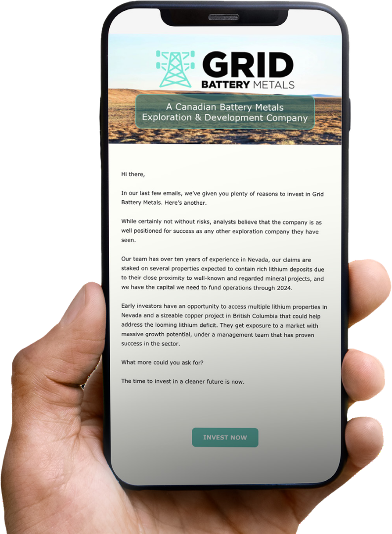 Email lead generation — investor newsletter on mobile